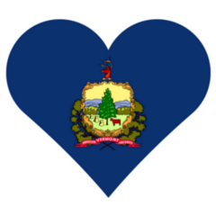 Vermont Flag Heart Shape Sticker