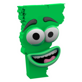 Vermont State Map Eyes Mouth Funny Cartoon Sticker