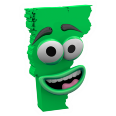 Vermont State Map Eyes Mouth Funny Cartoon Sticker