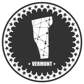 Vermont State Map Star Pattern Circle Sticker