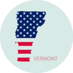 Vermont State Of America With Map On Blue Sticker