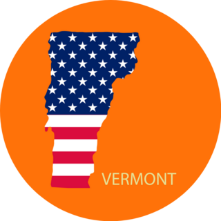 Vermont State Of America With Map On Orange Sticker