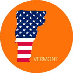 Vermont State Of America With Map On Orange Sticker
