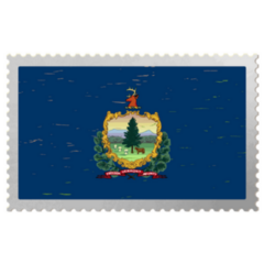 Vermont Usa Flag On Old Postage Stamp Sticker