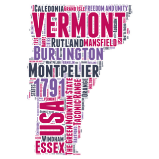 Vermont Usa State Map Made Of Words Sticker