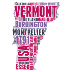 Vermont Usa State Map Made Of Words Sticker