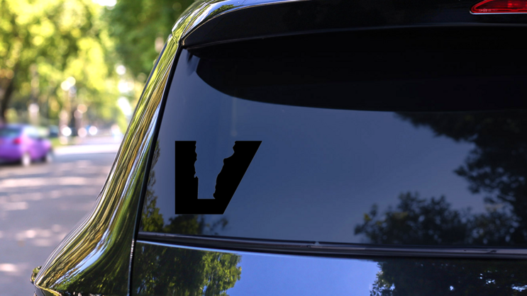 Vermont V Sticker on a Rear Car Window (New) example