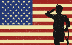 Veteran In Front of US Flag Sticker