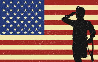 Veteran In Front of US Flag Sticker