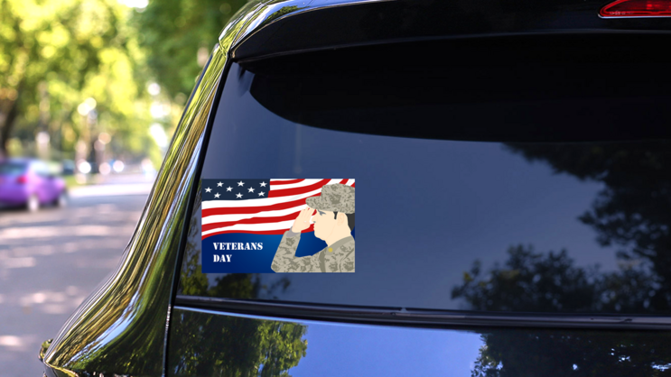 Veterans Day Rectangle Sticker on a Rear Car Window (New) example