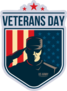 Veterans Day Shield With Soldier Saluting Sticker