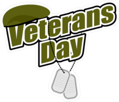 Veterans Day Text With Green Beret and Dog Tags Sticker