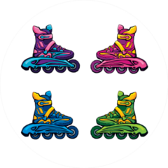 Vibrant Multi Color Hand Drawn Rollerskate Sticker