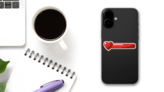 Video Game Heart Life Bar Sticker on a Phone (New) example