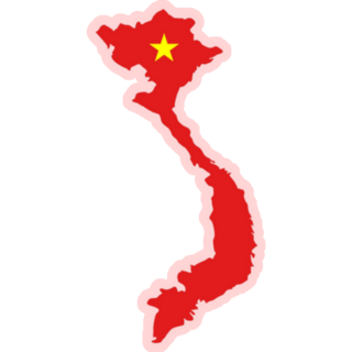 Vietnam Map On Pink Sticker