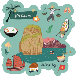 Vietnam Travel Landmark Illustrations Sticker