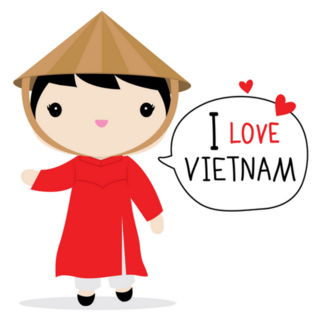 Vietnam Woman National Dress Cartoon Sticker