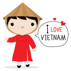 Vietnam Woman National Dress Cartoon Sticker