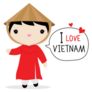 Vietnam Woman National Dress Cartoon Sticker