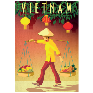 Vietnamese Woman Carrying Fruit Baskets Sticker