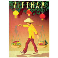 Vietnamese Woman Carrying Fruit Baskets Sticker