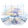 View From The Terminal To The Takeoff Field With Airplane Sticker