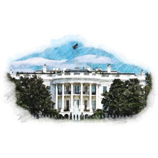 View Of The White House In Washington Dc Illustration Sticker