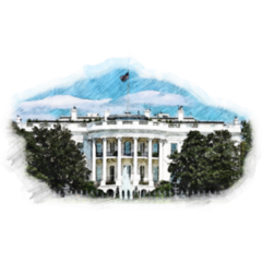 View Of The White House In Washington Dc Illustration Sticker