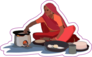 Village Woman Cooking Food On Wood Fire Stove Sticker