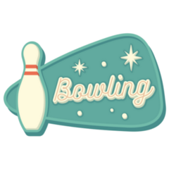 Vintage 50s Bowling Sign Illustration Sticker