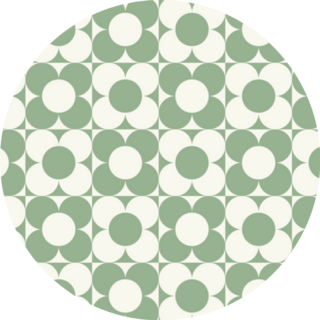 Vintage 70s Green Geometric Flower Pattern Sticker 