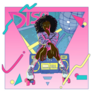 Vintage 70s Style Disco Roller Theme Sticker