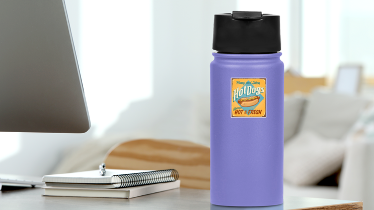 Vintage Advertisement For Hot Dogs Sticker on a Water Bottle (New) example