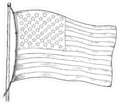 Vintage American Flag Drawing Sticker