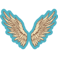 Vintage Angel Wings On Blue Sticker