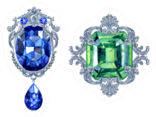 Vintage Baroque Brooches With Precious Stones Jeweler Sticker