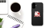 Vintage Bowling Design Sticker on a Phone (New) example