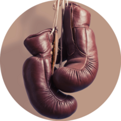 Vintage Boxing Gloves On Brown Sticker