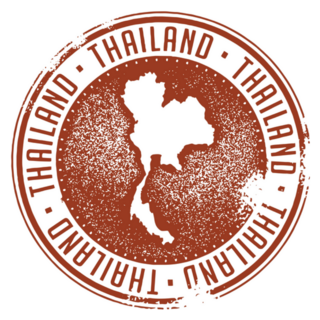 Vintage Burgundy Thailand Country Stamp Sticker