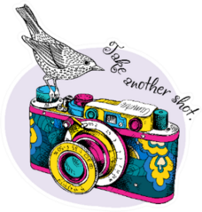 Vintage Camera In A Floral Pattern Take Another Shot Sticker
