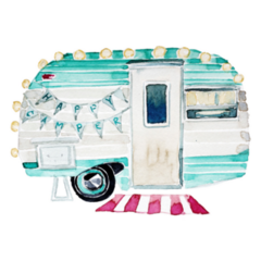 Vintage Camping Van Watercolor Sticker