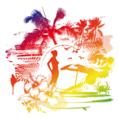 Vintage Colorful Summer Scene Hawaii Sticker