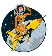 Vintage Comic Style Astronaut Woman Sticker