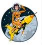 Vintage Comic Style Astronaut Woman Sticker