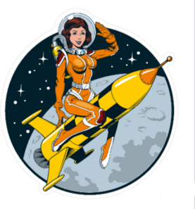 Vintage Comic Style Astronaut Woman Sticker
