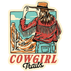 Vintage Cowgirl Trails Illustration Sticker 