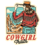 Vintage Cowgirl Trails Illustration Sticker