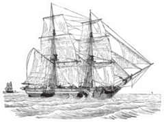 Vintage Engraved Illustration Of Large Ship Sticker