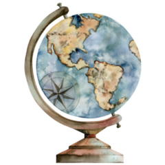 Vintage Globe World Map Watercolor Sticker