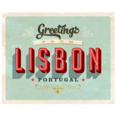 Vintage Greeting Card - Lisbon, Portugal Sticker